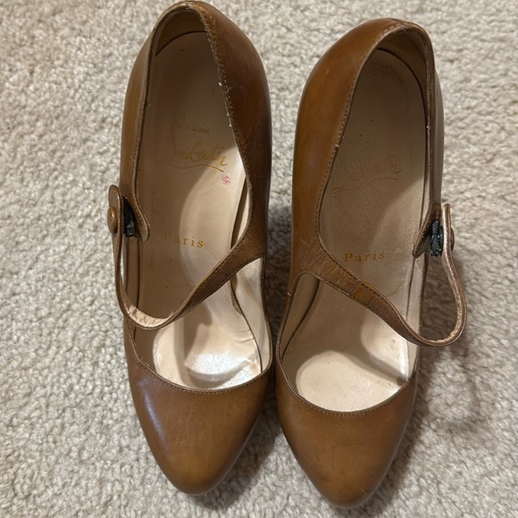 Christian Louboutin Brown Leather Mary Janes - Picture 1 of 8